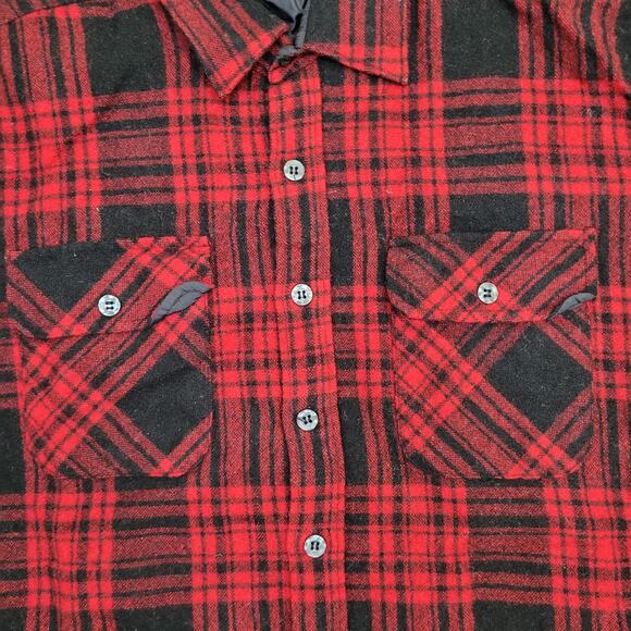 Vintage 90s Woodland Plaid Shirt XL 23x27 Wool - Picture 9 of 10